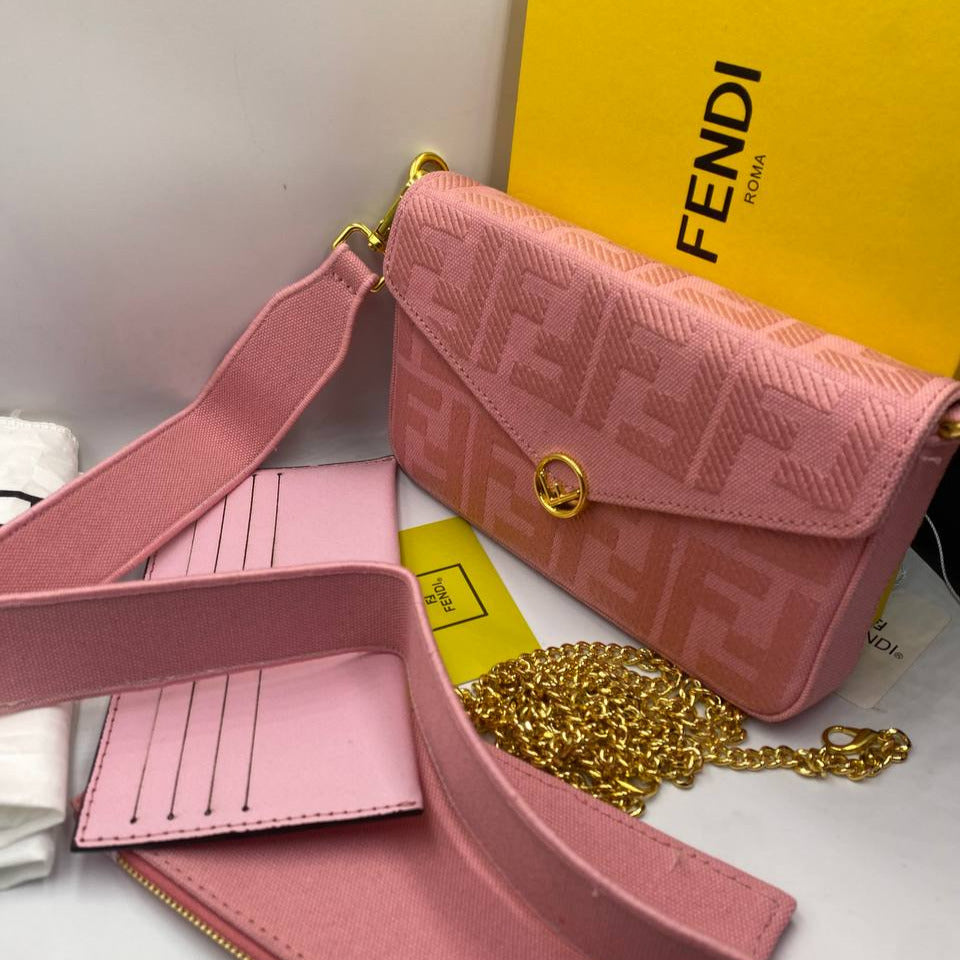 Fendi Sac à main en toile Rose