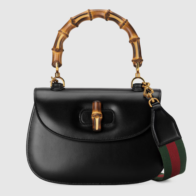 Sac à main Gucci Bamboo 1947 Moyenne Noir