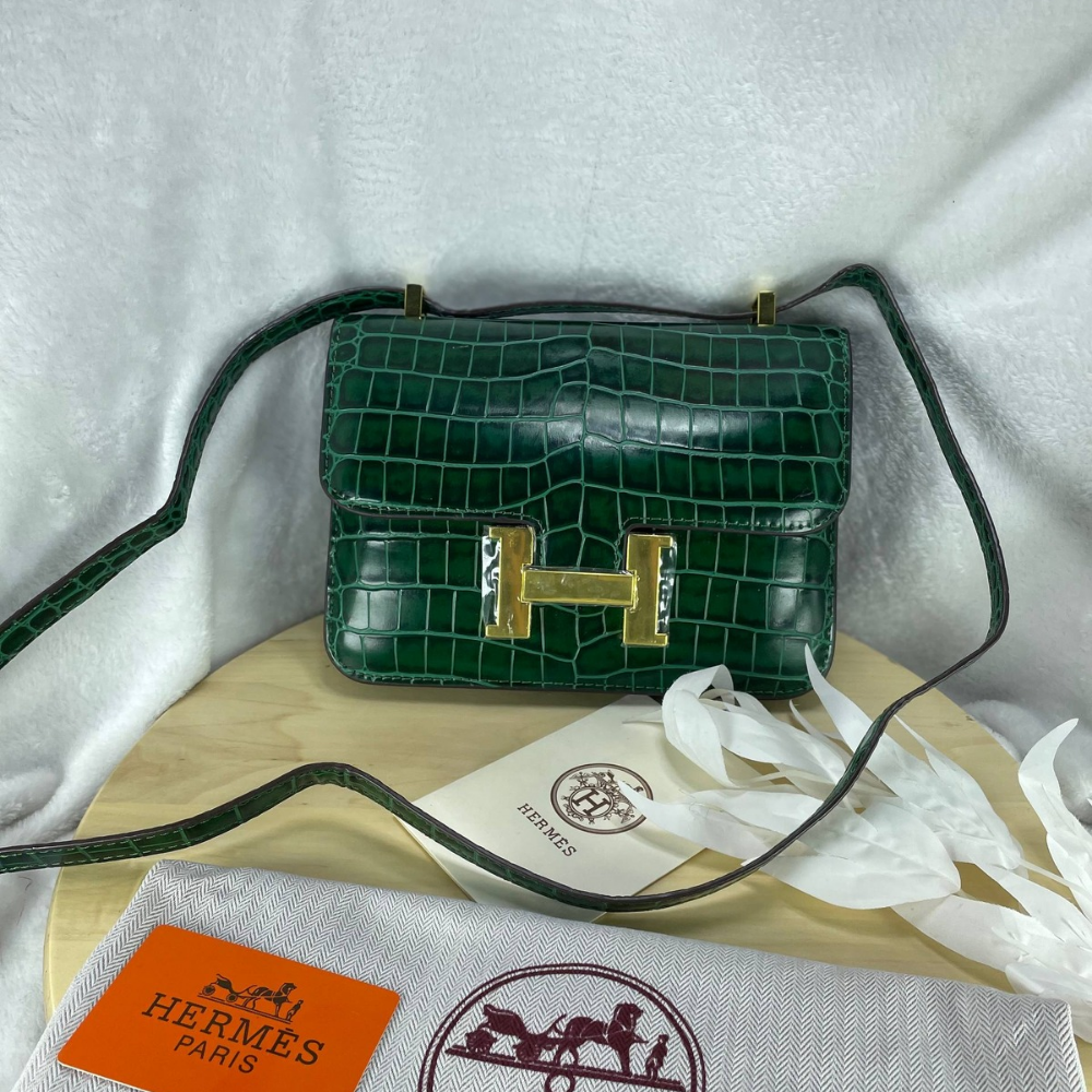 Hermès Constance Alligator Mini Orange Vert