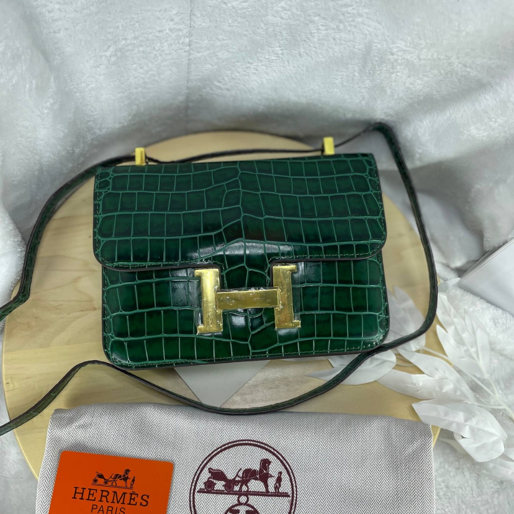 Hermès Constance Alligator Mini Orange Vert